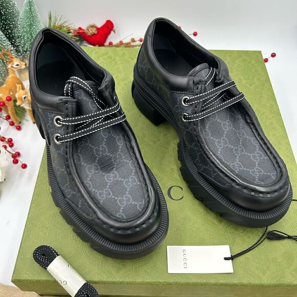 SOLD!!!!   Gucci, GG, lug, sole lace up shoes, size 7 made in Italy - Picture 3 of 11
